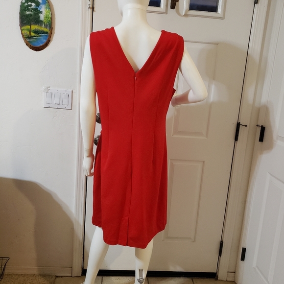 THE LIMITED Lipstick Red Sleeveless Cascading Ruffle Chic Ponte Dress - Picture 7 of 11